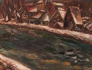 Leo Gestel A village along a river Sweden oil painting artist